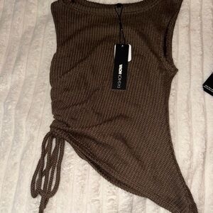 Fashion Nova Brown Knit Bodysuit